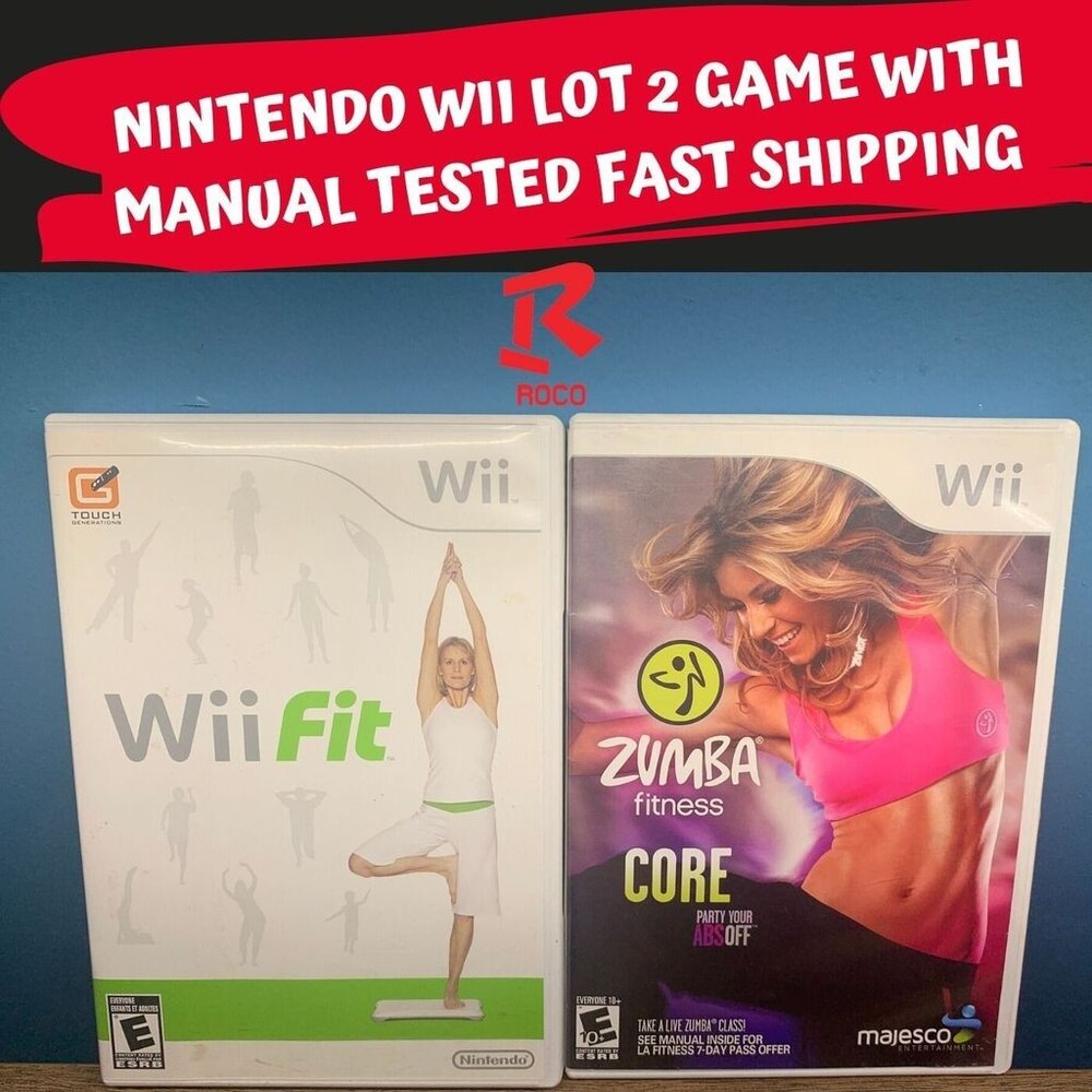 NINTENDO WII LOT of 2 GAMES WITH MANUAL TESTED WII FIT & ZUMBA FITNESS